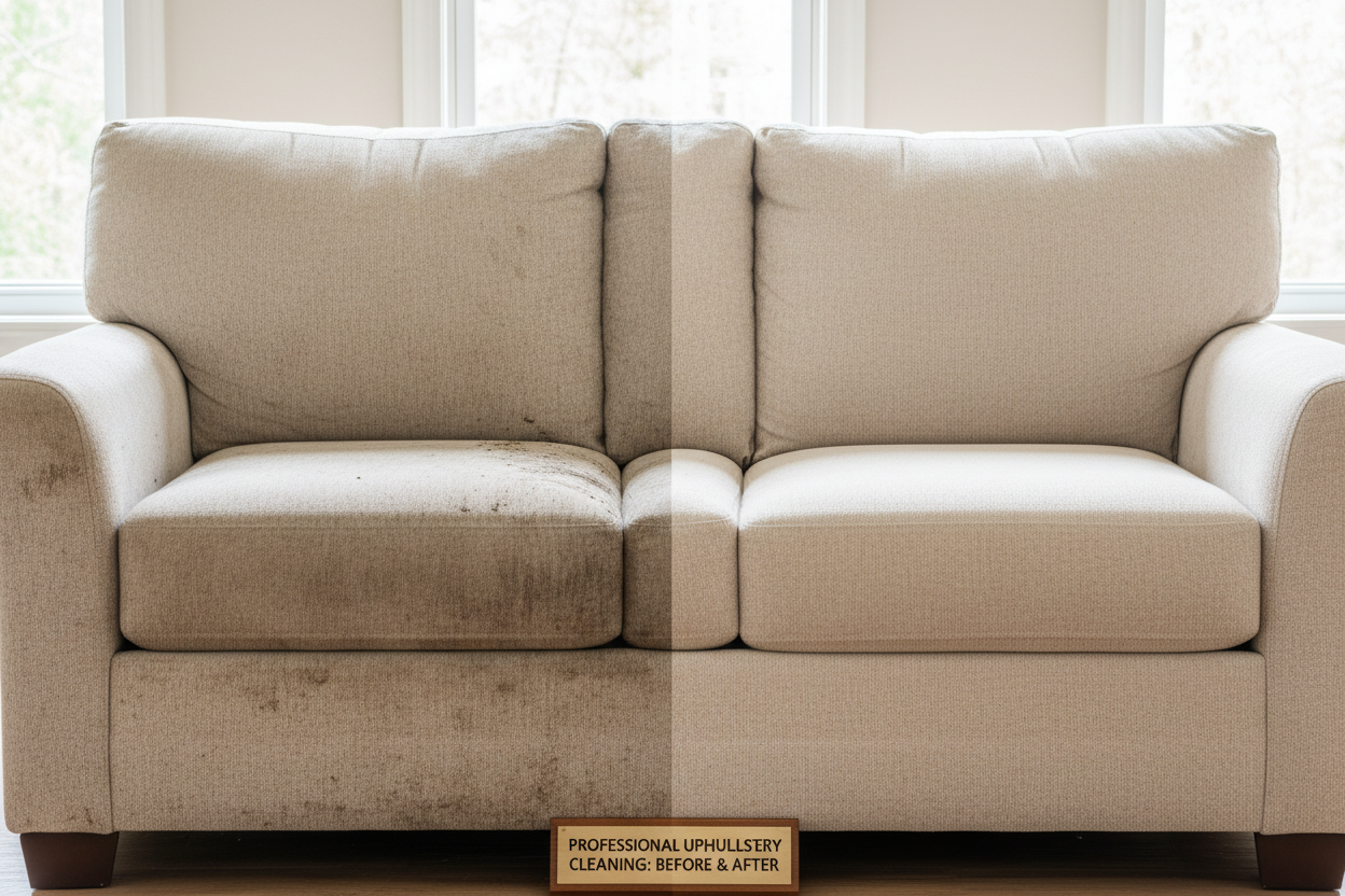 Before and after upholstery cleaning service
