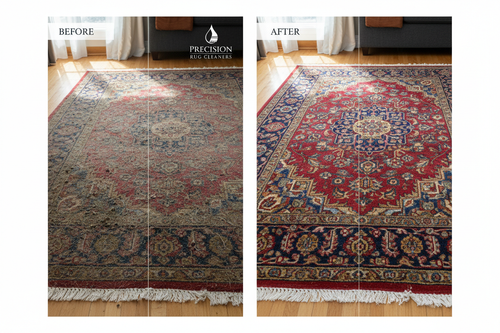 Before and after area rug cleaning service