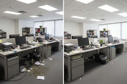 Before and after commercial office cleaning service